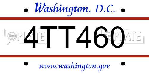 4TT460 District Of Columbia License Plate
