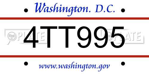 4TT995 District Of Columbia License Plate