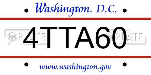 4TTA60 District Of Columbia License Plate