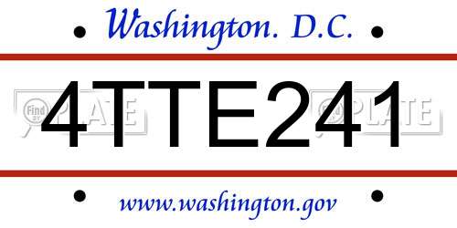 4TTE241 District Of Columbia License Plate