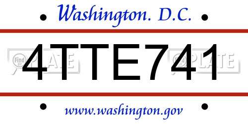 4TTE741 District Of Columbia License Plate