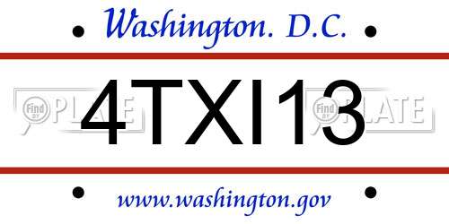 4TXI13 District Of Columbia License Plate