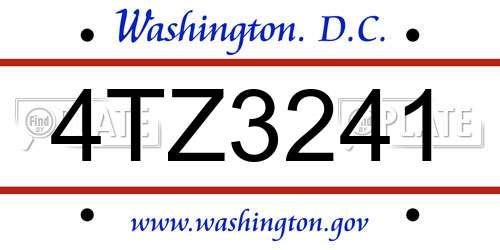 4TZ3241 District Of Columbia License Plate