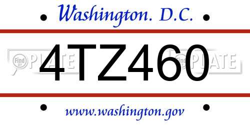 4TZ460 District Of Columbia License Plate