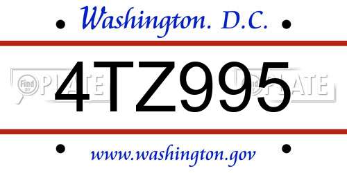 4TZ995 District Of Columbia License Plate