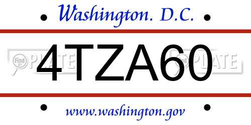 4TZA60 District Of Columbia License Plate