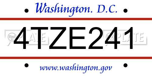 4TZE241 District Of Columbia License Plate
