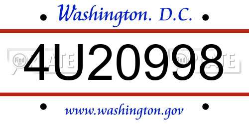 4U20998 District Of Columbia License Plate