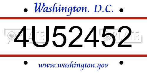 4U52452 District Of Columbia License Plate