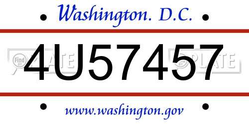 4U57457 District Of Columbia License Plate
