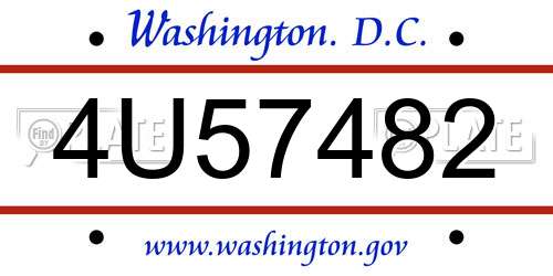 4U57482 District Of Columbia License Plate