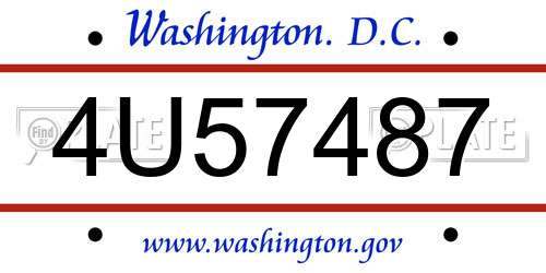 4U57487 District Of Columbia License Plate