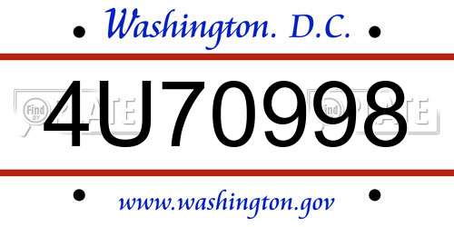 4U70998 District Of Columbia License Plate
