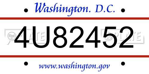 4U82452 District Of Columbia License Plate