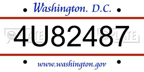 4U82487 District Of Columbia License Plate