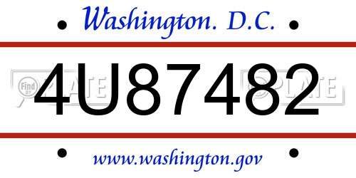 4U87482 District Of Columbia License Plate