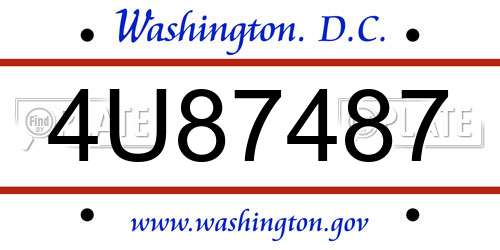 4U87487 District Of Columbia License Plate