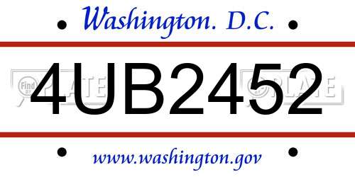 4UB2452 District Of Columbia License Plate