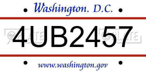 4UB2457 District Of Columbia License Plate