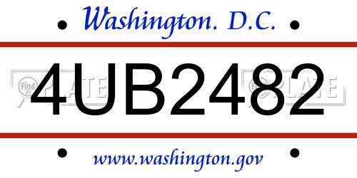 4UB2482 District Of Columbia License Plate