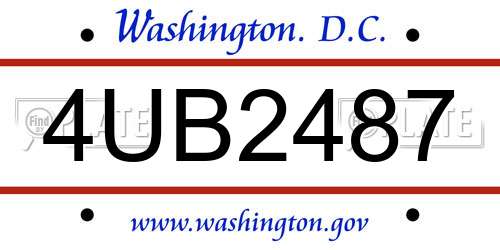 4UB2487 District Of Columbia License Plate