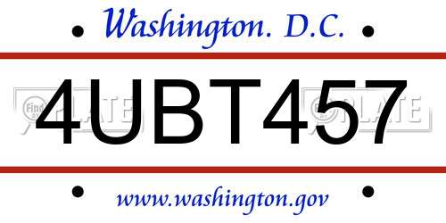 4UBT457 District Of Columbia License Plate