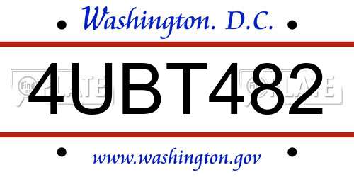 4UBT482 District Of Columbia License Plate