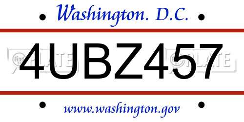 4UBZ457 District Of Columbia License Plate