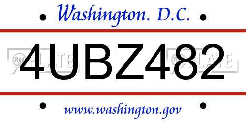 4UBZ482 District Of Columbia License Plate