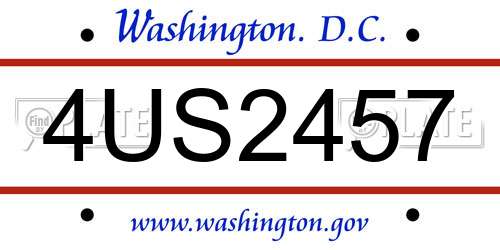 4US2457 District Of Columbia License Plate