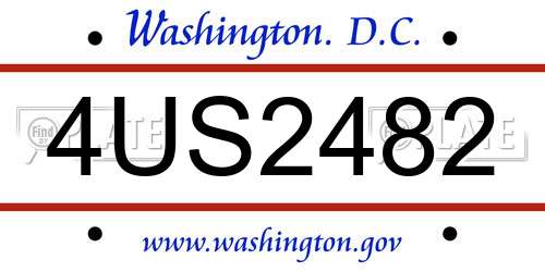 4US2482 District Of Columbia License Plate