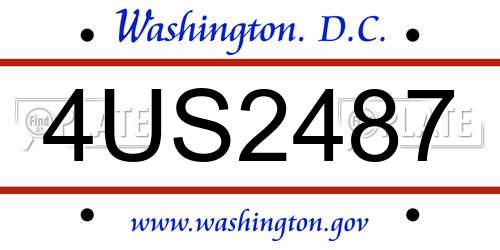4US2487 District Of Columbia License Plate