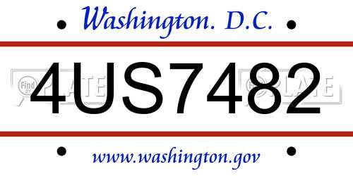 4US7482 District Of Columbia License Plate