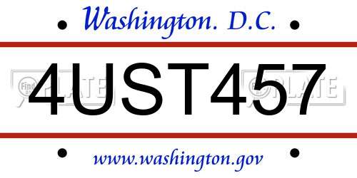 4UST457 District Of Columbia License Plate