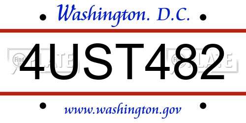 4UST482 District Of Columbia License Plate