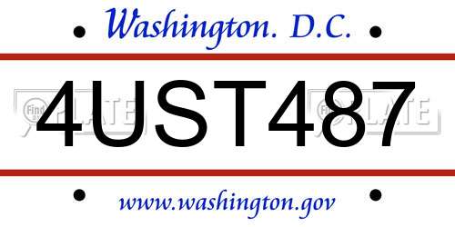 4UST487 District Of Columbia License Plate