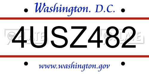 4USZ482 District Of Columbia License Plate