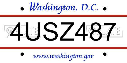 4USZ487 District Of Columbia License Plate