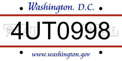 4UT0998 District Of Columbia License Plate