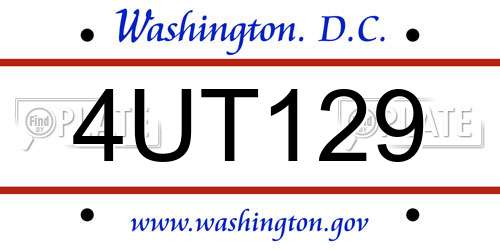 4UT129 District Of Columbia License Plate