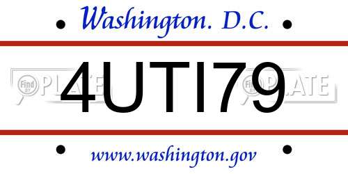 4UTI79 District Of Columbia License Plate