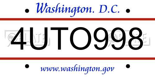 4UTO998 District Of Columbia License Plate