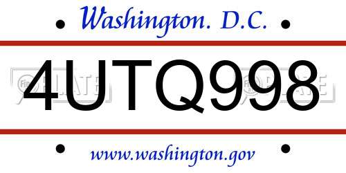 4UTQ998 District Of Columbia License Plate