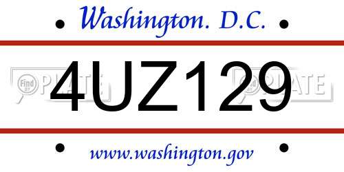 4UZ129 District Of Columbia License Plate