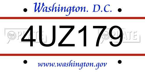4UZ179 District Of Columbia License Plate