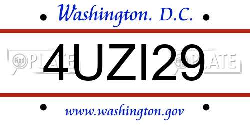 4UZI29 District Of Columbia License Plate