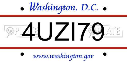 4UZI79 District Of Columbia License Plate