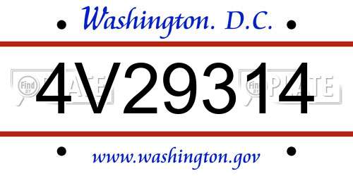4V29314 District Of Columbia License Plate