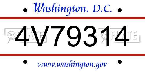 4V79314 District Of Columbia License Plate