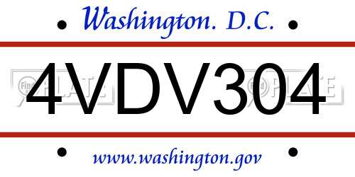 4VDV304 District Of Columbia License Plate